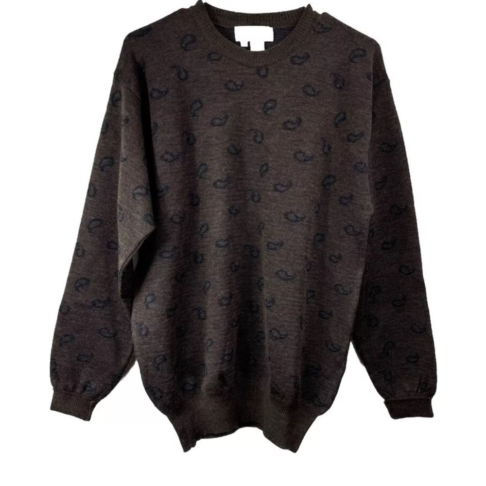 Vintage 80s 90s Tricots St. Raphael Size Medium 100% Wool Sweater Paisley